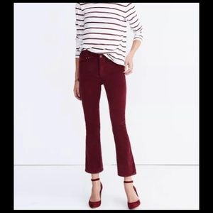 Madewell-Cali Demi Boot Velvet Pants Dark Cabernet